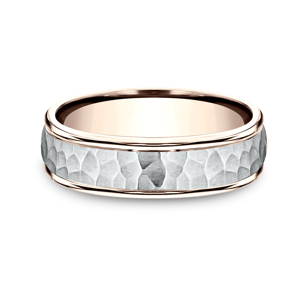 THE SWANSON 6mm 14K Rose/White Benchmark men's wedding band