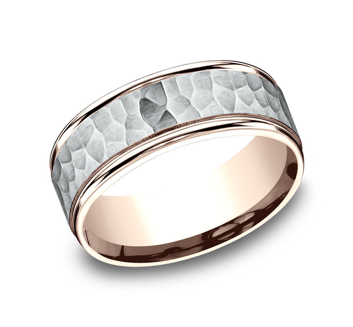 THE SWANSON 6mm 14K Rose/White Benchmark men's wedding band