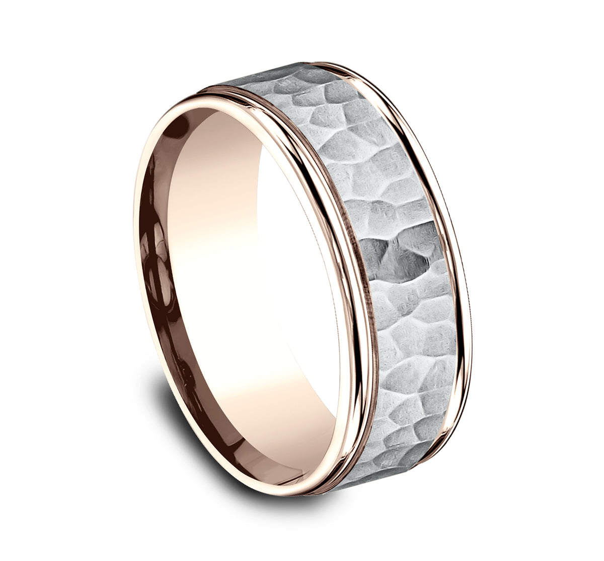 THE SWANSON 6mm 14K Rose/White Benchmark men's wedding band