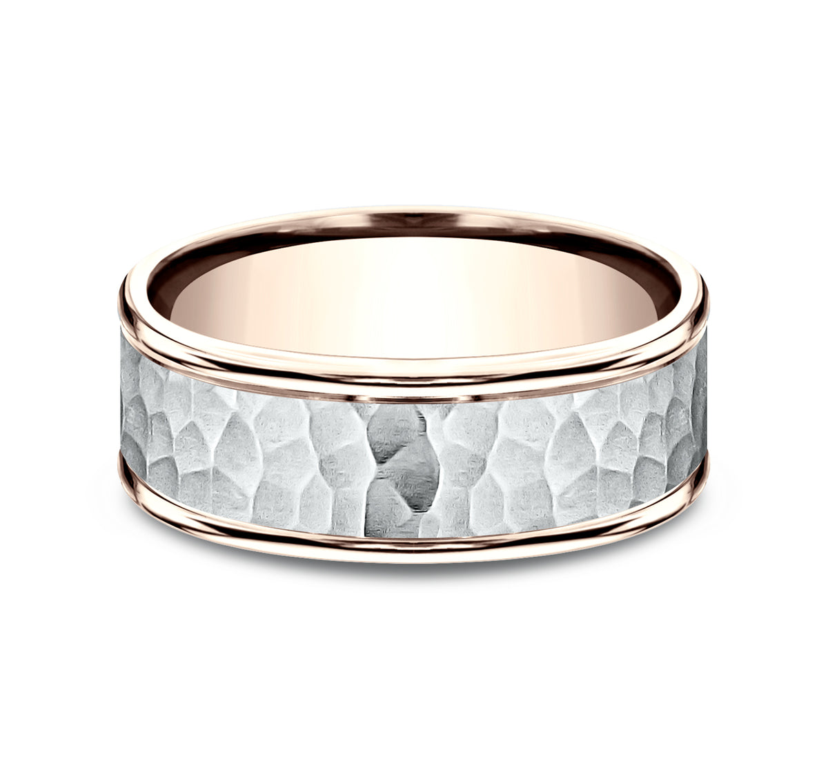 THE SWANSON 6mm 14K Rose/White Benchmark men's wedding band