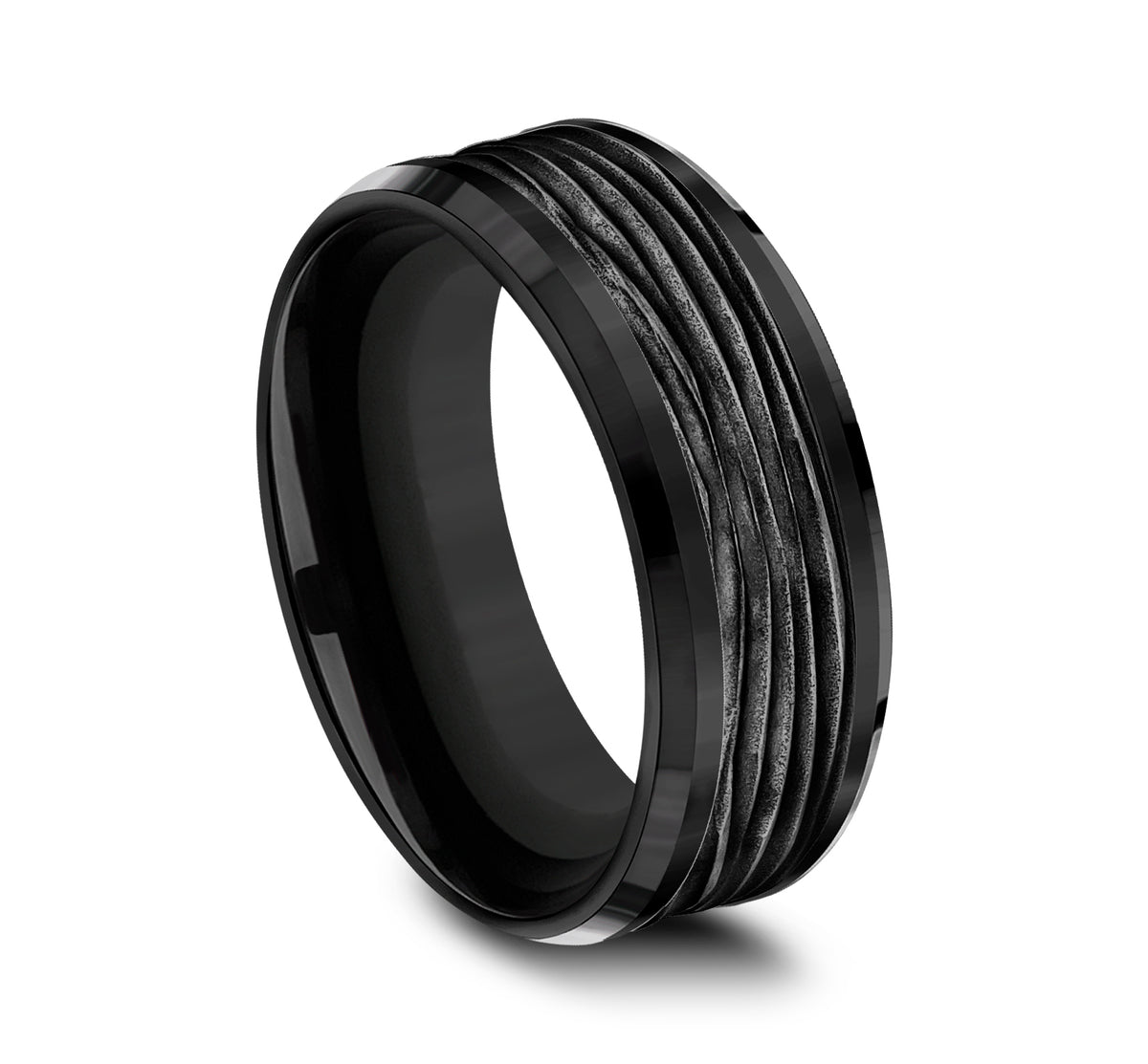 THE TEAK 8mm Black Titanium Benchmark men's wedding band