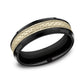 THE ATHLETE 7mm Black Titanium/14K Yellow Benchmark men's wedding band