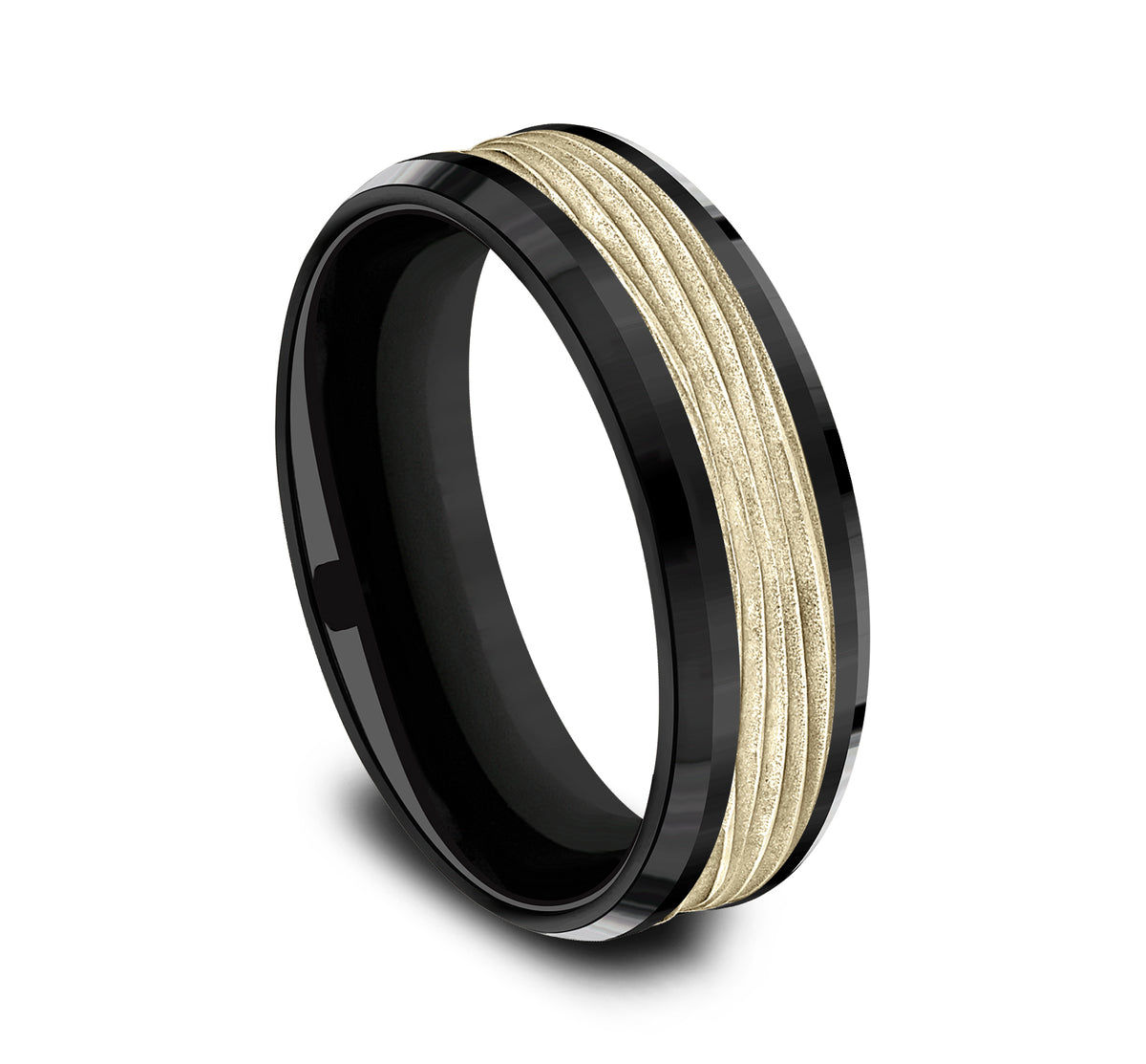 THE TEAK 8mm Black Titanium/14K Yellow Benchmark men's wedding band