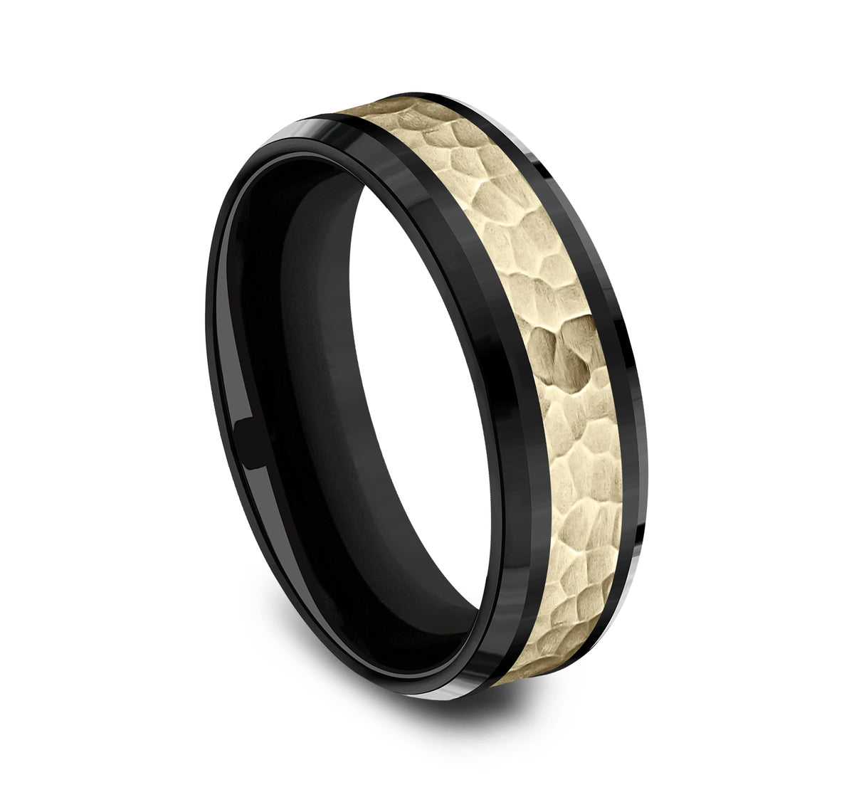 THE TURNER 7mm Black Titanium/14K Yellow Benchmark men's wedding band