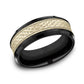 THE ATHLETE 7mm Black Titanium/14K Yellow Benchmark men's wedding band