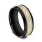 THE ATHLETE 7mm Black Titanium/14K Yellow Benchmark men's wedding band