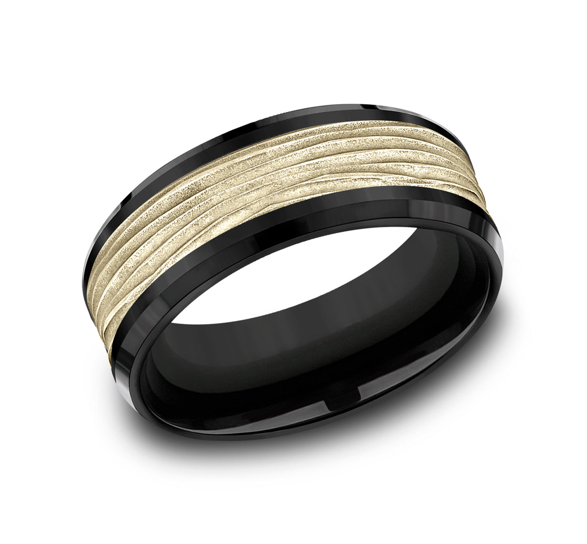 THE TEAK 8mm Black Titanium/14K Yellow Benchmark men's wedding band