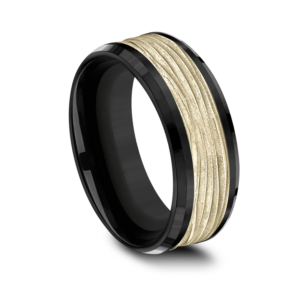 THE TEAK 8mm Black Titanium/14K Yellow Benchmark men's wedding band
