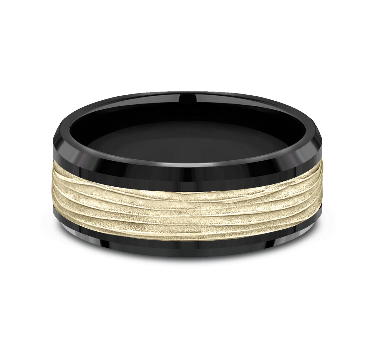 THE TEAK 8mm Black Titanium/14K Yellow Benchmark men's wedding band