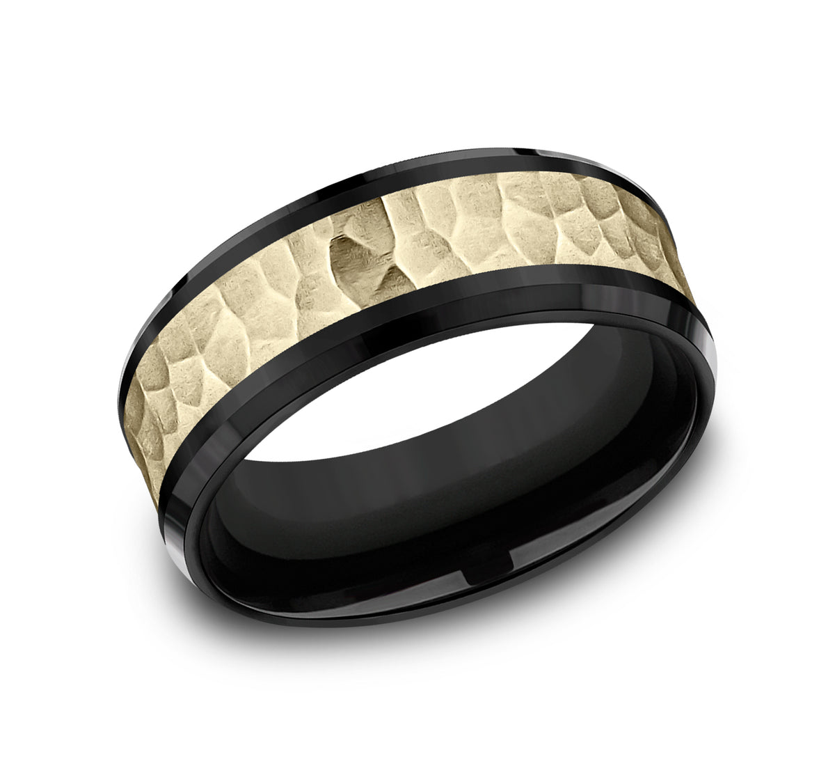 THE TURNER 7mm Black Titanium/14K Yellow Benchmark men's wedding band