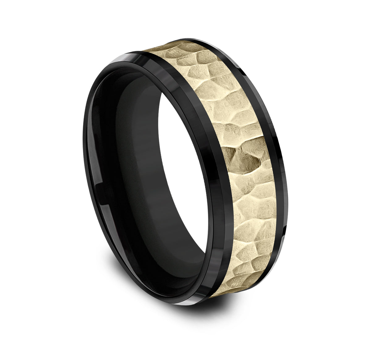 THE TURNER 7mm Black Titanium/14K Yellow Benchmark men's wedding band
