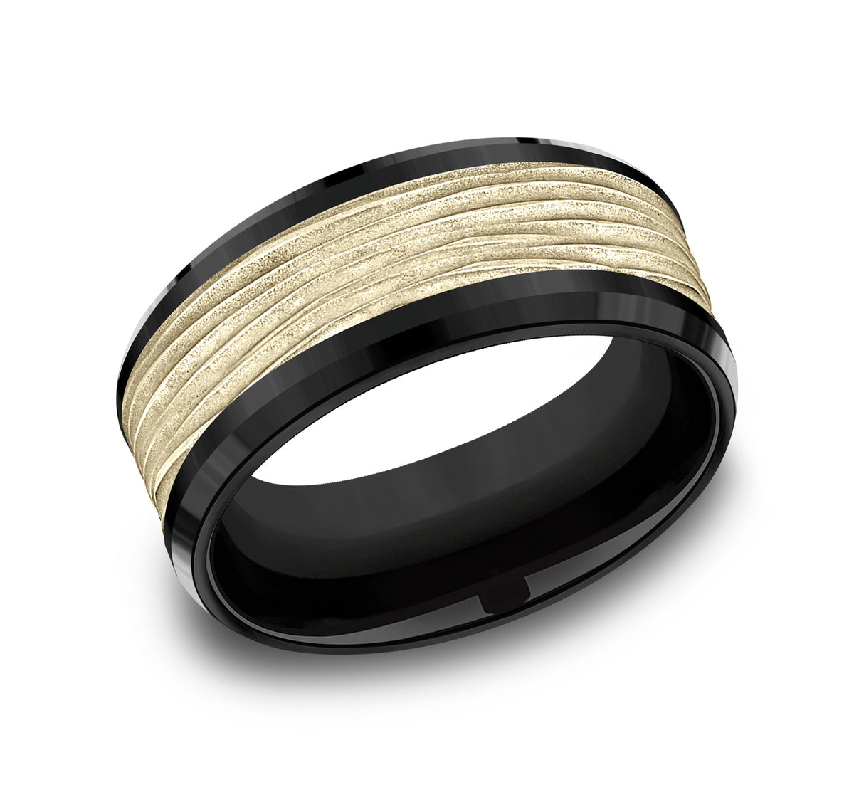 THE TEAK 8mm Black Titanium/14K Yellow Benchmark men's wedding band
