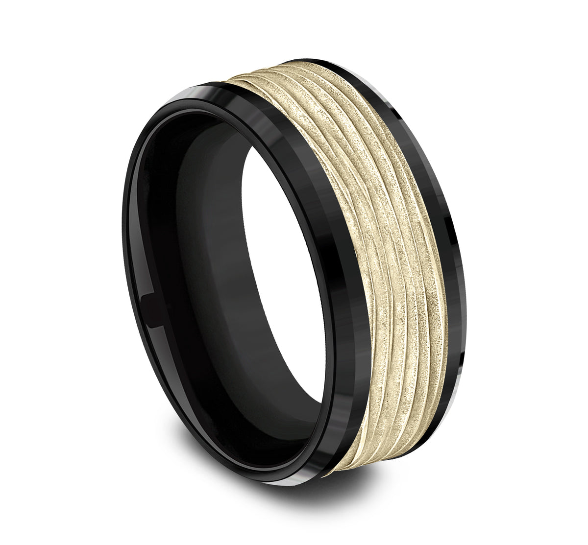 THE TEAK 8mm Black Titanium/14K Yellow Benchmark men's wedding band