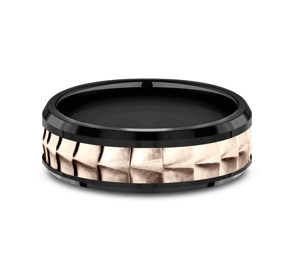 THE DUNDEE 9mm Black Titanium/14K Rose Benchmark men's wedding band