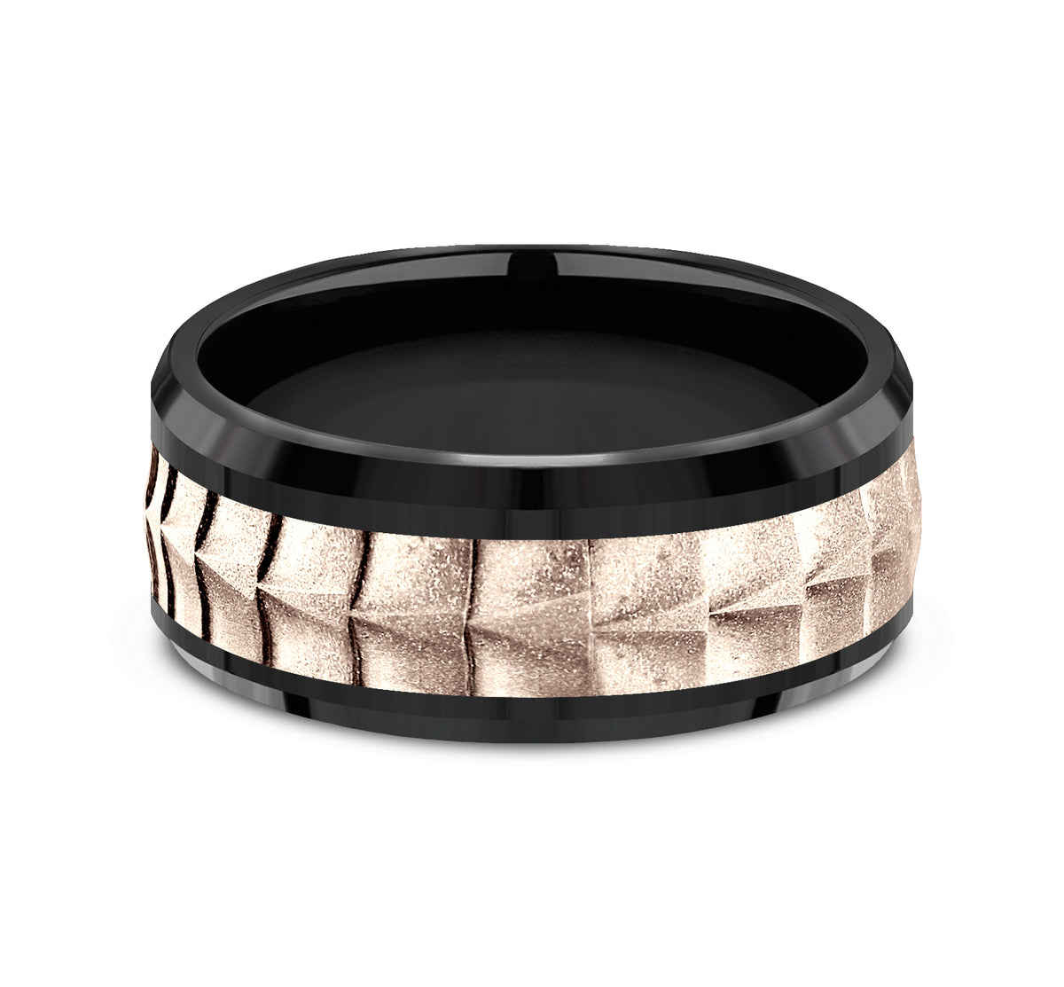THE DUNDEE 9mm Black Titanium/14K Rose Benchmark men's wedding band