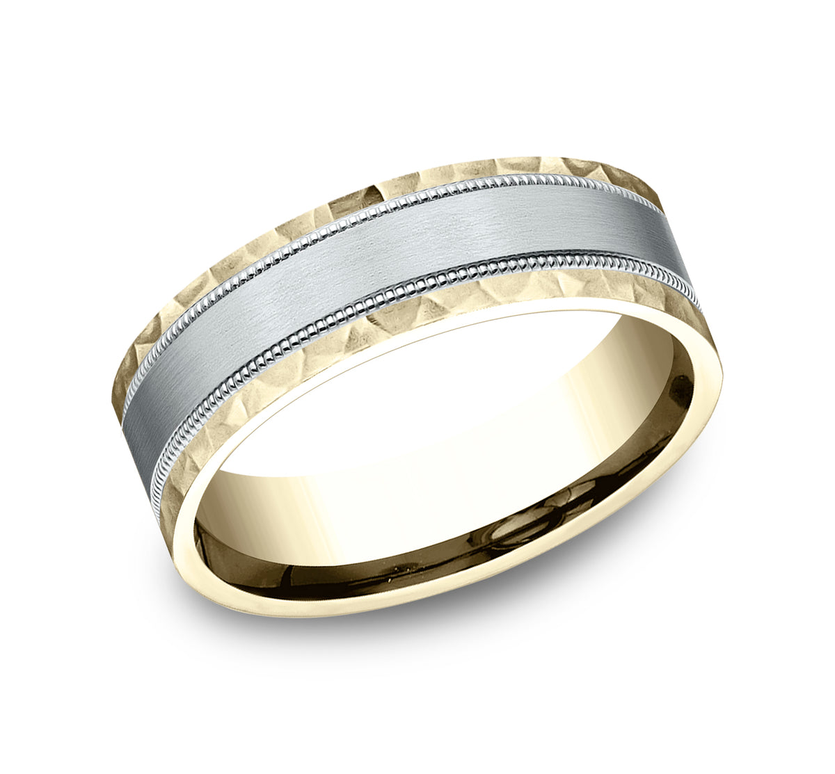 THE DENVER 7mm 14K Yellow/White Benchmark men's wedding band