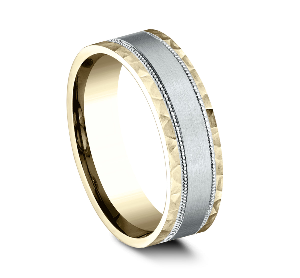 THE DENVER 7mm 14K Yellow/White Benchmark men's wedding band