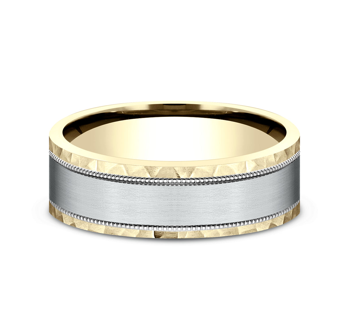 THE DENVER 7mm 14K Yellow/White Benchmark men's wedding band