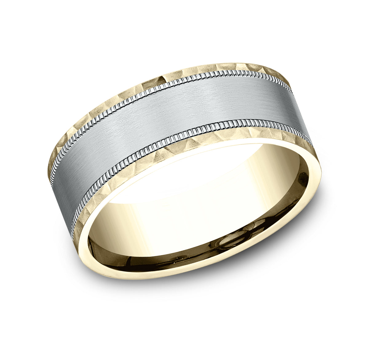 THE DENVER 7mm 14K Yellow/White Benchmark men's wedding band
