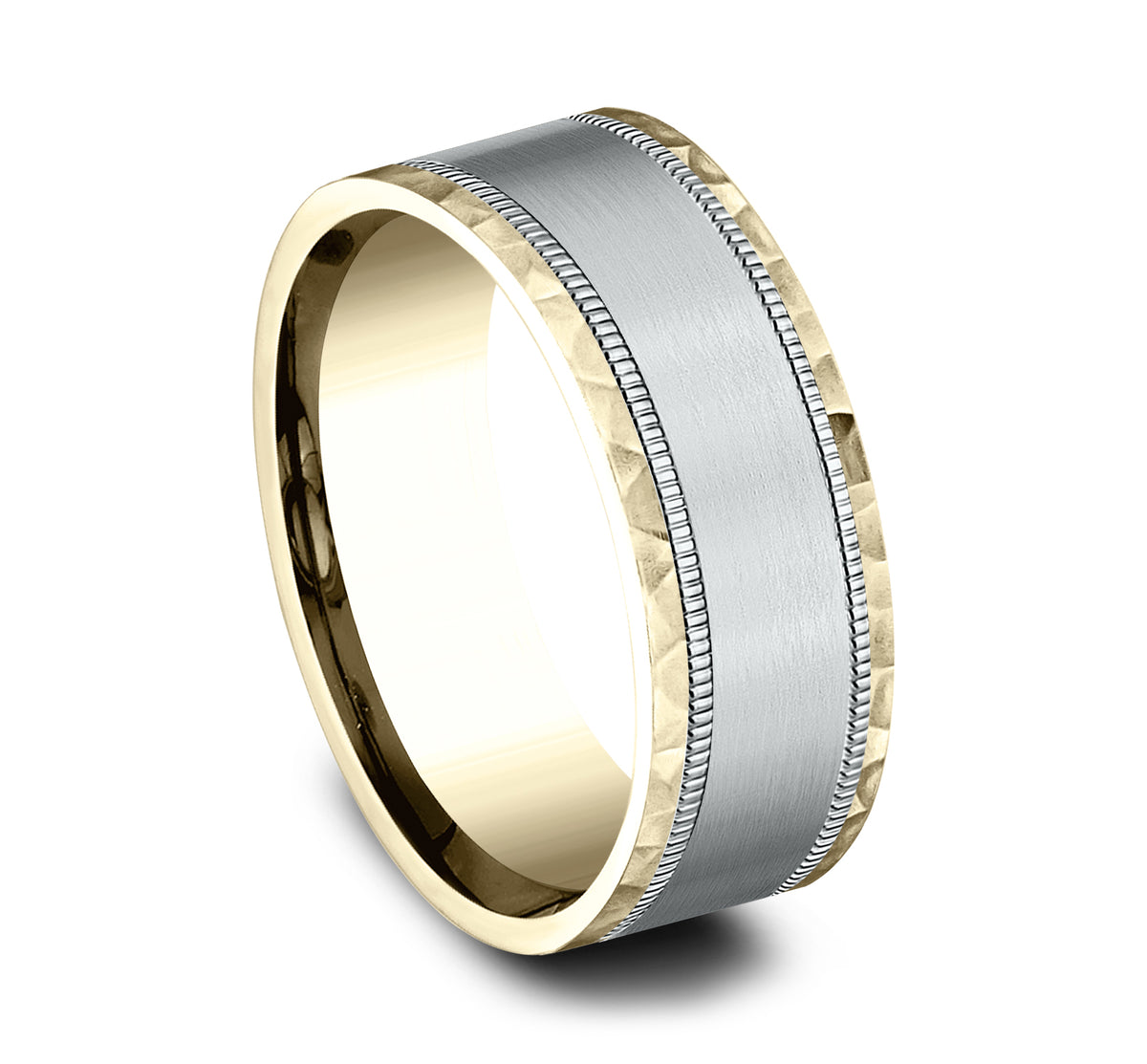 THE DENVER 7mm 14K Yellow/White Benchmark men's wedding band