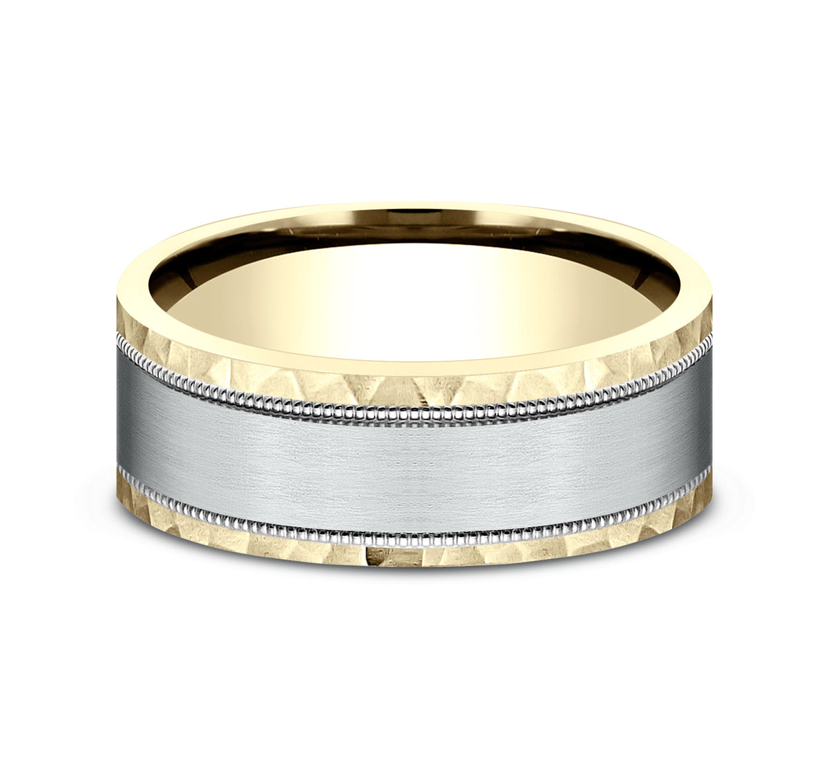 THE DENVER 7mm 14K Yellow/White Benchmark men's wedding band