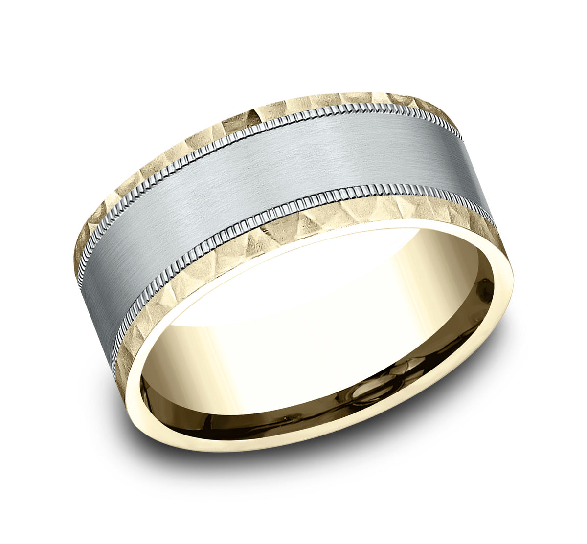 THE DENVER 7mm 14K Yellow/White Benchmark men's wedding band