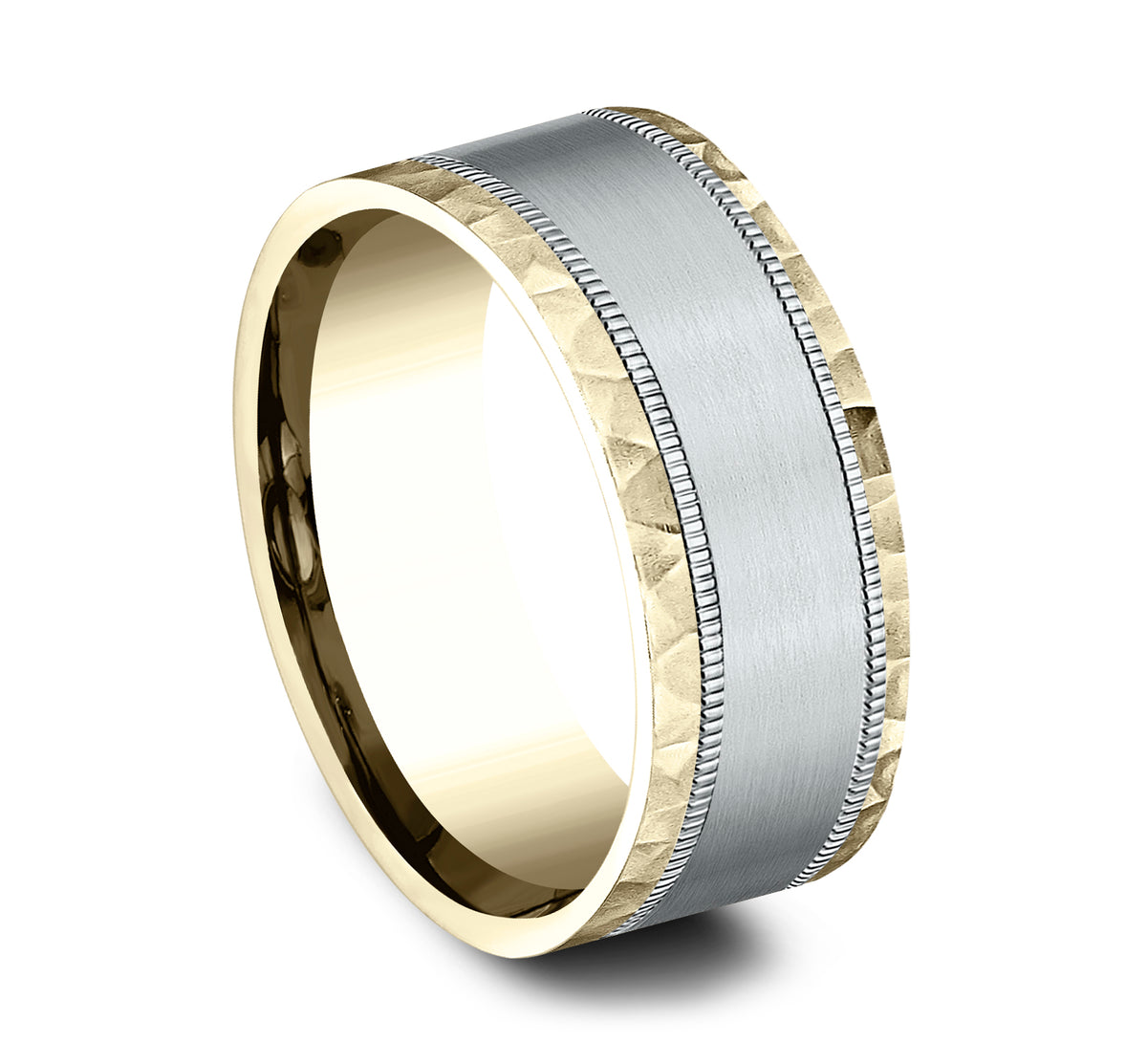 THE DENVER 7mm 14K Yellow/White Benchmark men's wedding band