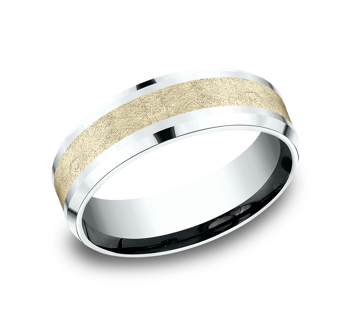 THE KNIGHT 7mm 14K White/Yellow Benchmark men's wedding band