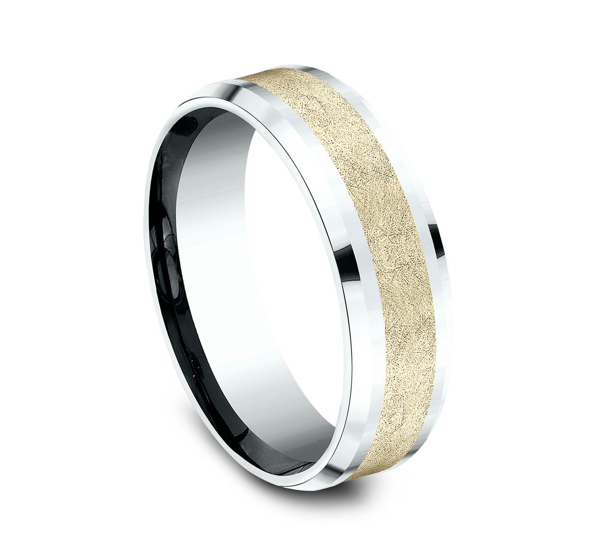 THE KNIGHT 7mm 14K White/Yellow Benchmark men's wedding band