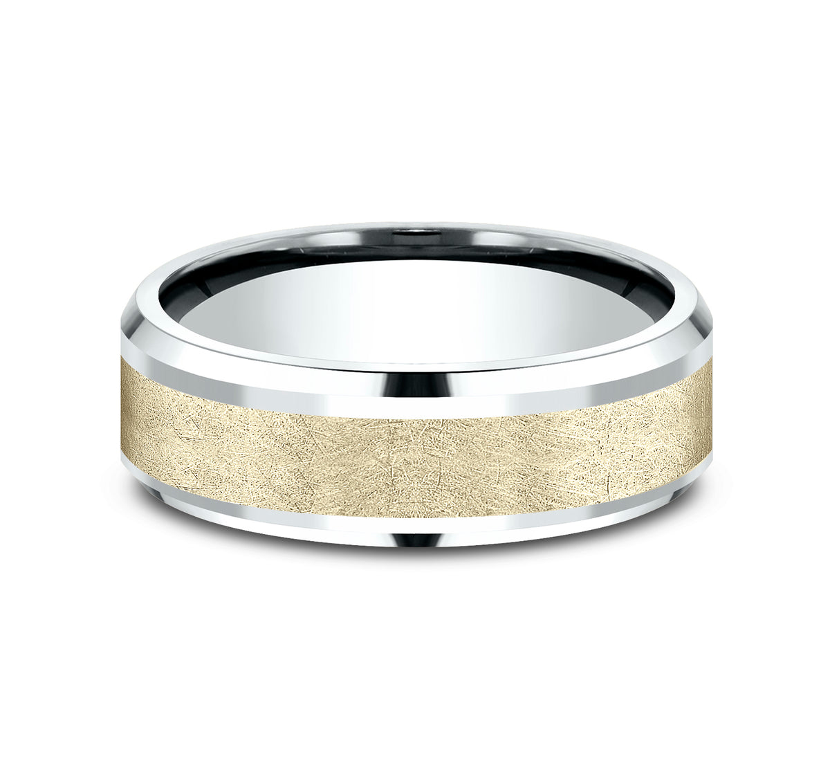 THE KNIGHT 7mm 14K White/Yellow Benchmark men's wedding band