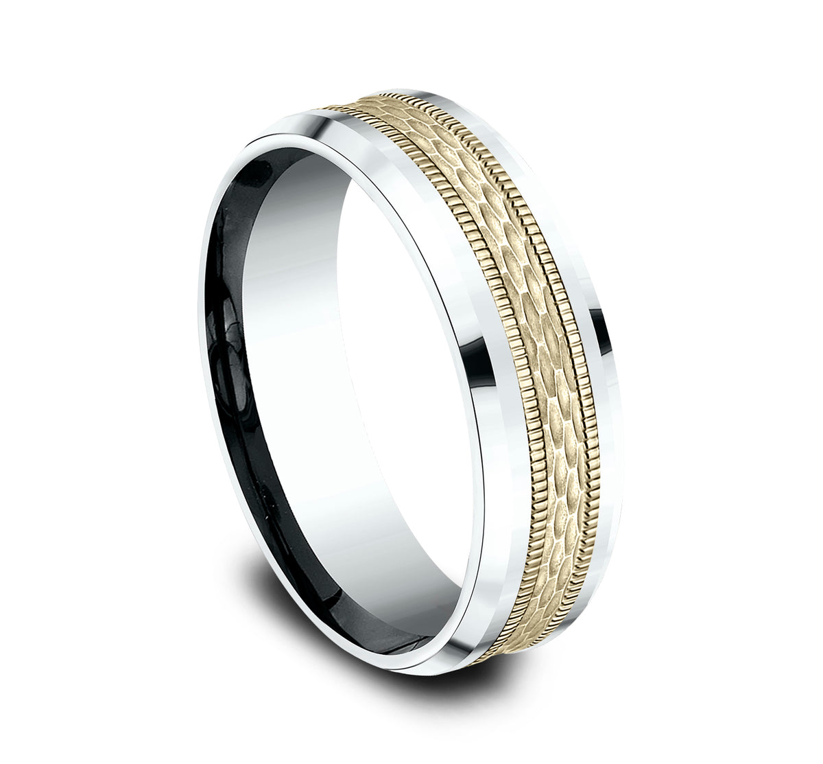 THE ATHLETE 7mm 14K White/Yellow Benchmark men's wedding band