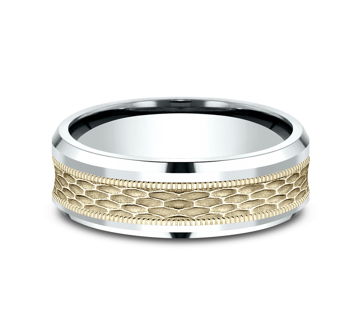 THE ATHLETE 7mm 14K White/Yellow Benchmark men's wedding band