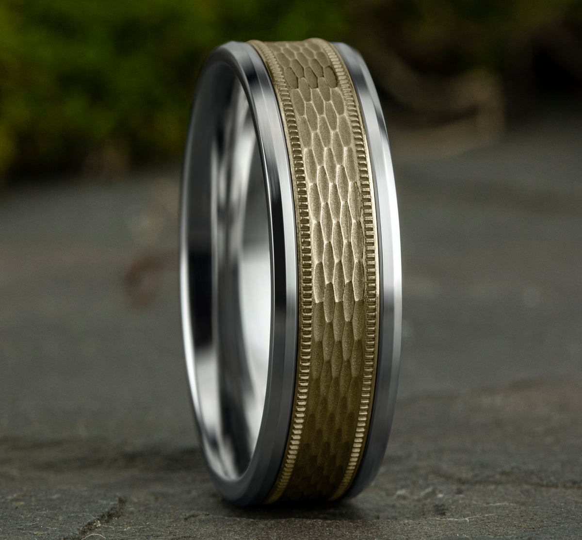 THE ATHLETE 7mm 14K White/Yellow Benchmark men's wedding band