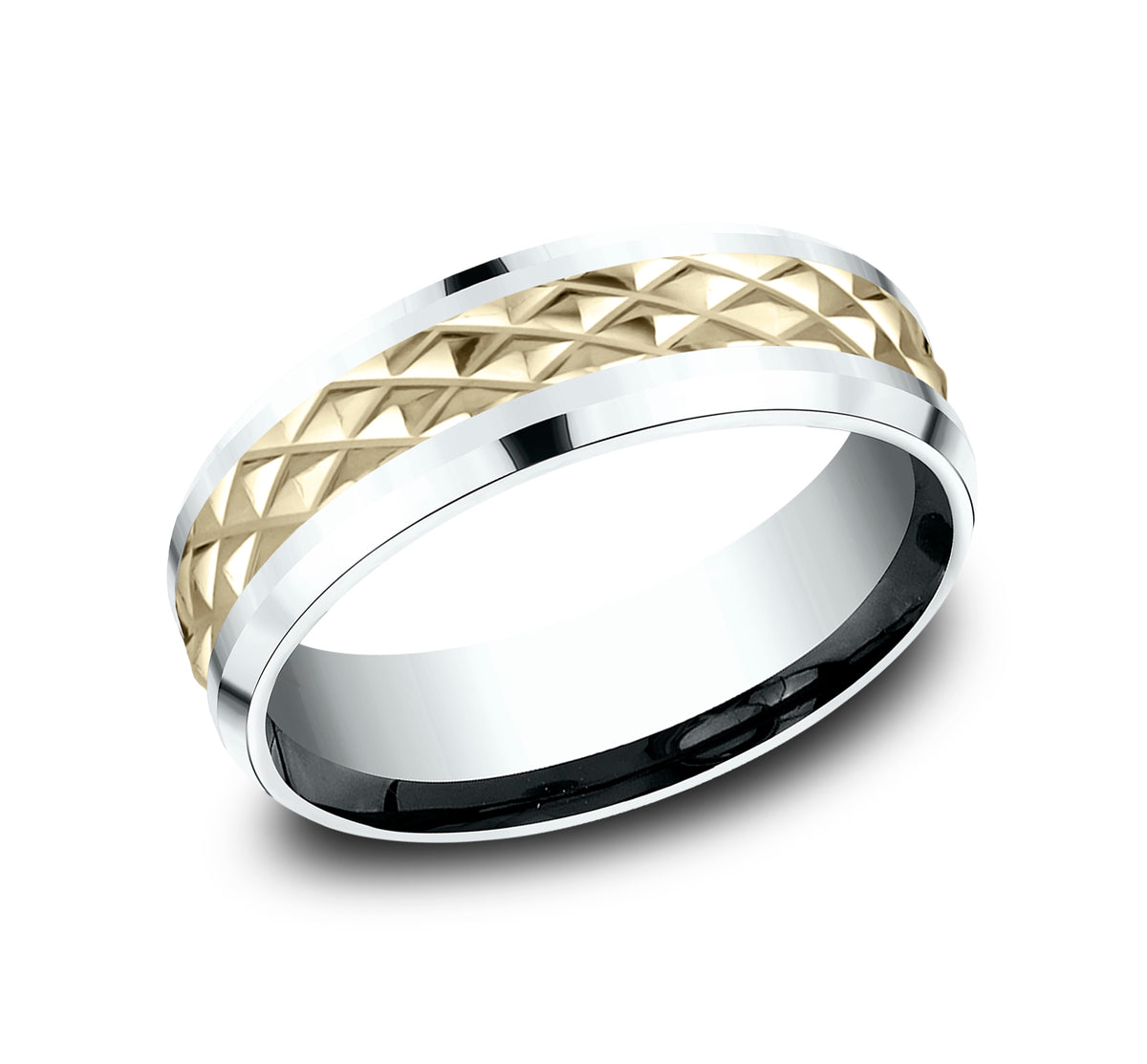 THE LUXOR 7mm 14K White/Yellow Benchmark men's wedding band