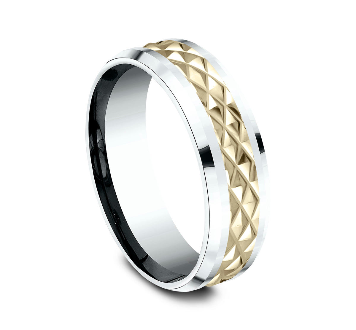 THE LUXOR 7mm 14K White/Yellow Benchmark men's wedding band