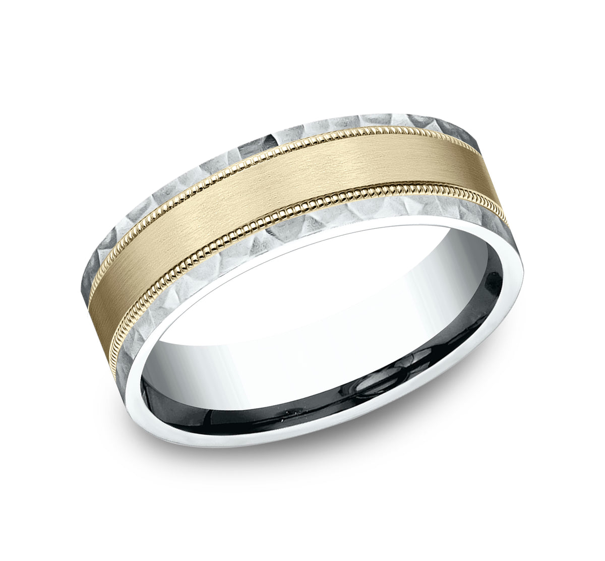 THE DENVER 7mm 14K White/Yellow Benchmark men's wedding band