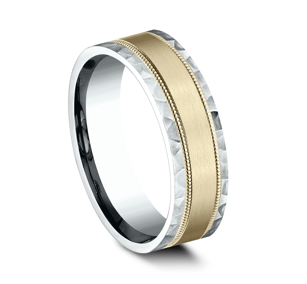 THE DENVER 7mm 14K White/Yellow Benchmark men's wedding band