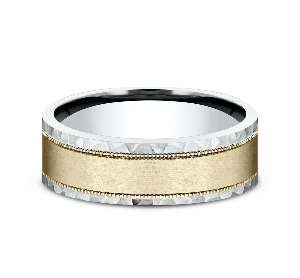 THE DENVER 7mm 14K White/Yellow Benchmark men's wedding band