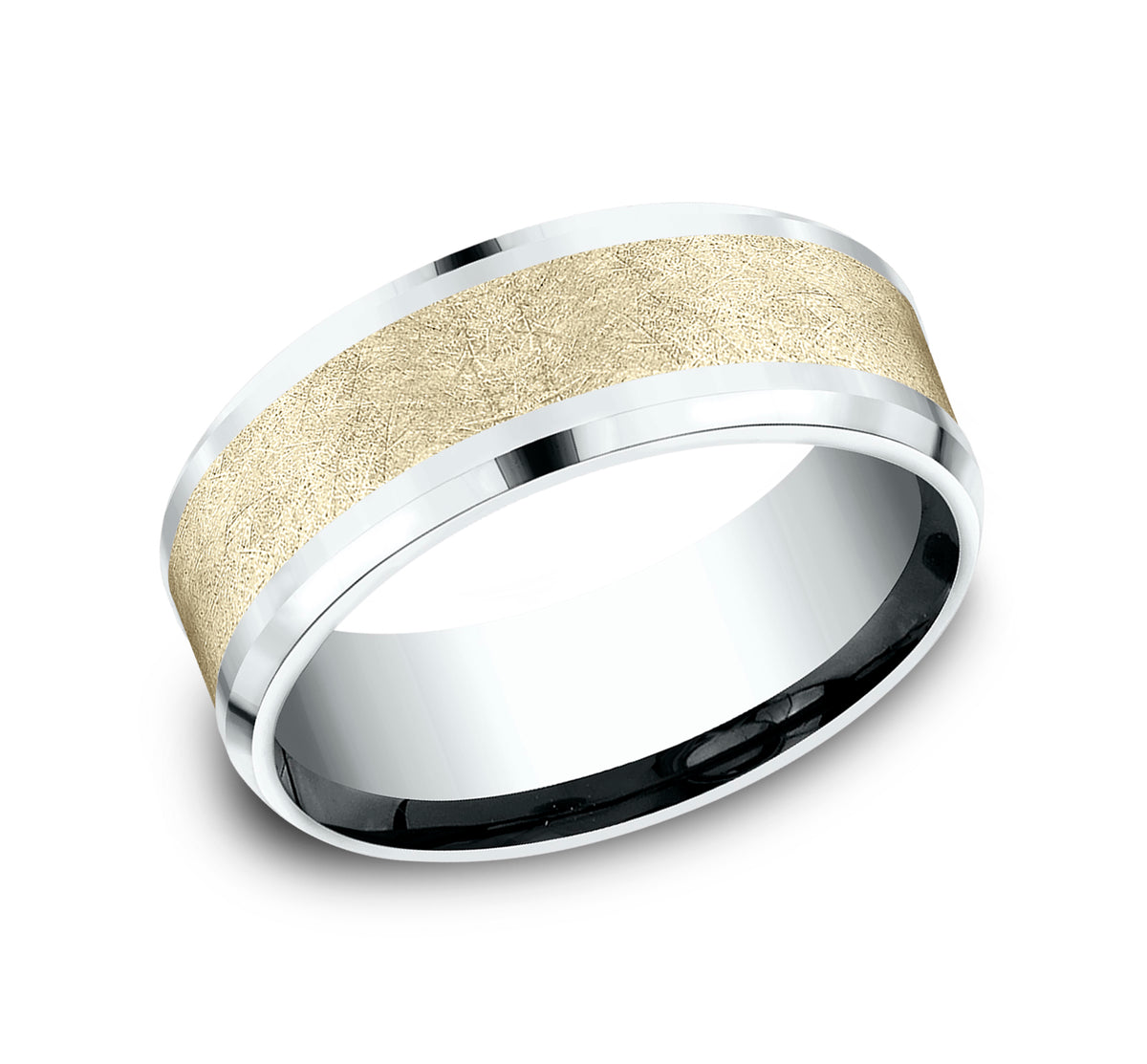 THE KNIGHT 7mm 14K White/Yellow Benchmark men's wedding band