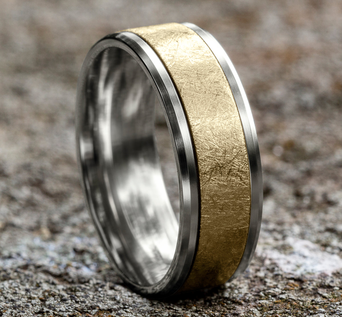 THE KNIGHT 7mm 14K White/Yellow Benchmark men's wedding band