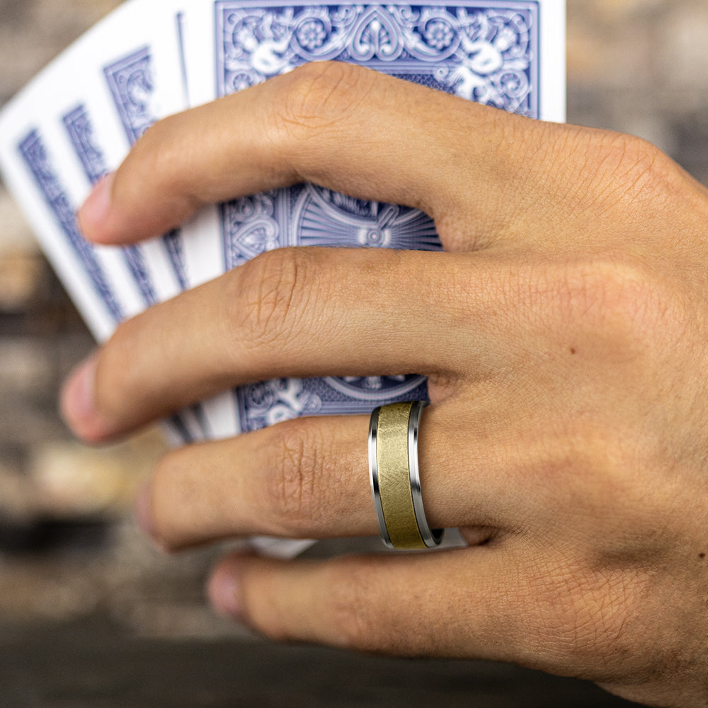THE KNIGHT 7mm 14K White/Yellow Benchmark men's wedding band