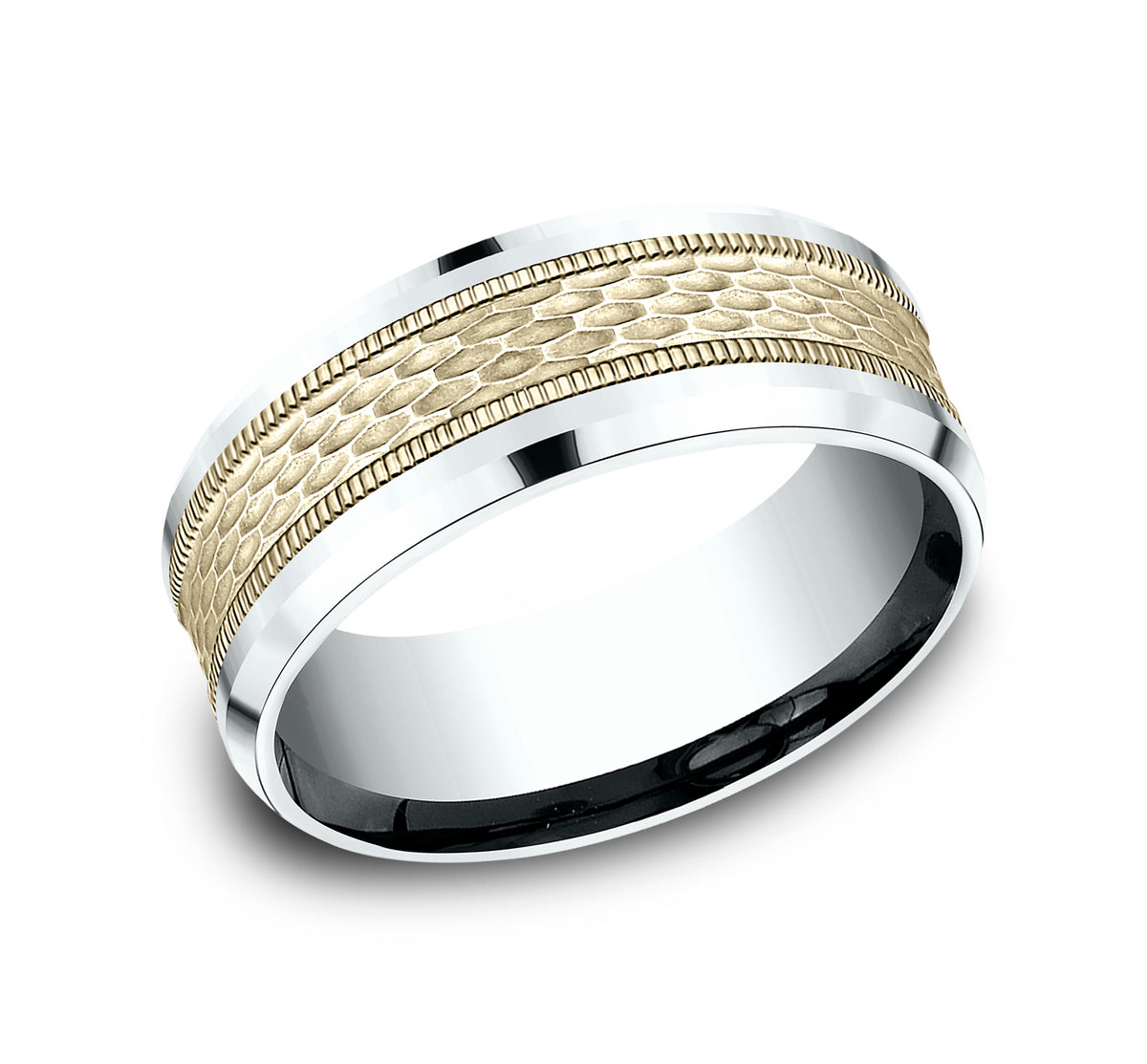 THE ATHLETE 7mm 14K White/Yellow Benchmark men's wedding band