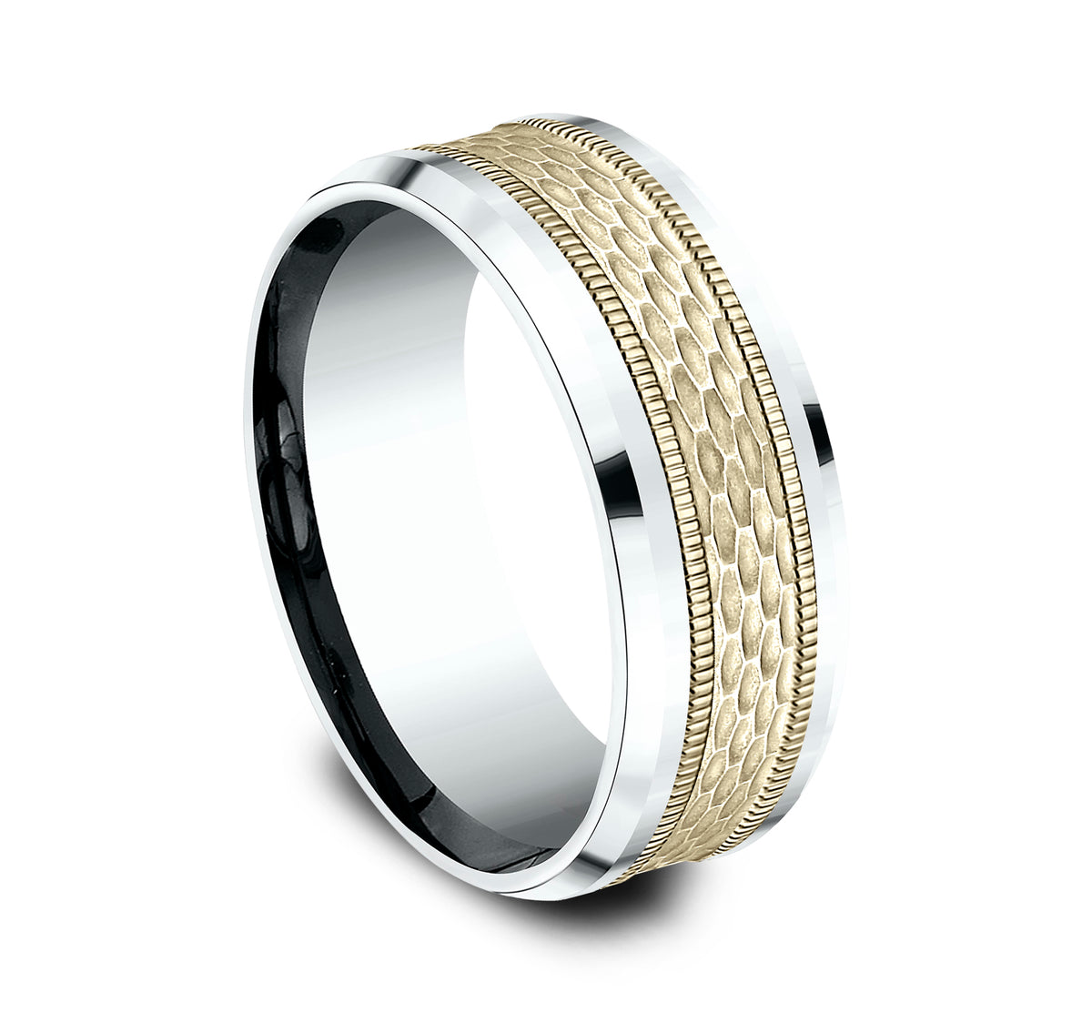 THE ATHLETE 7mm 14K White/Yellow Benchmark men's wedding band