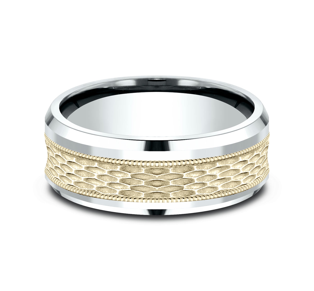 THE ATHLETE 7mm 14K White/Yellow Benchmark men's wedding band