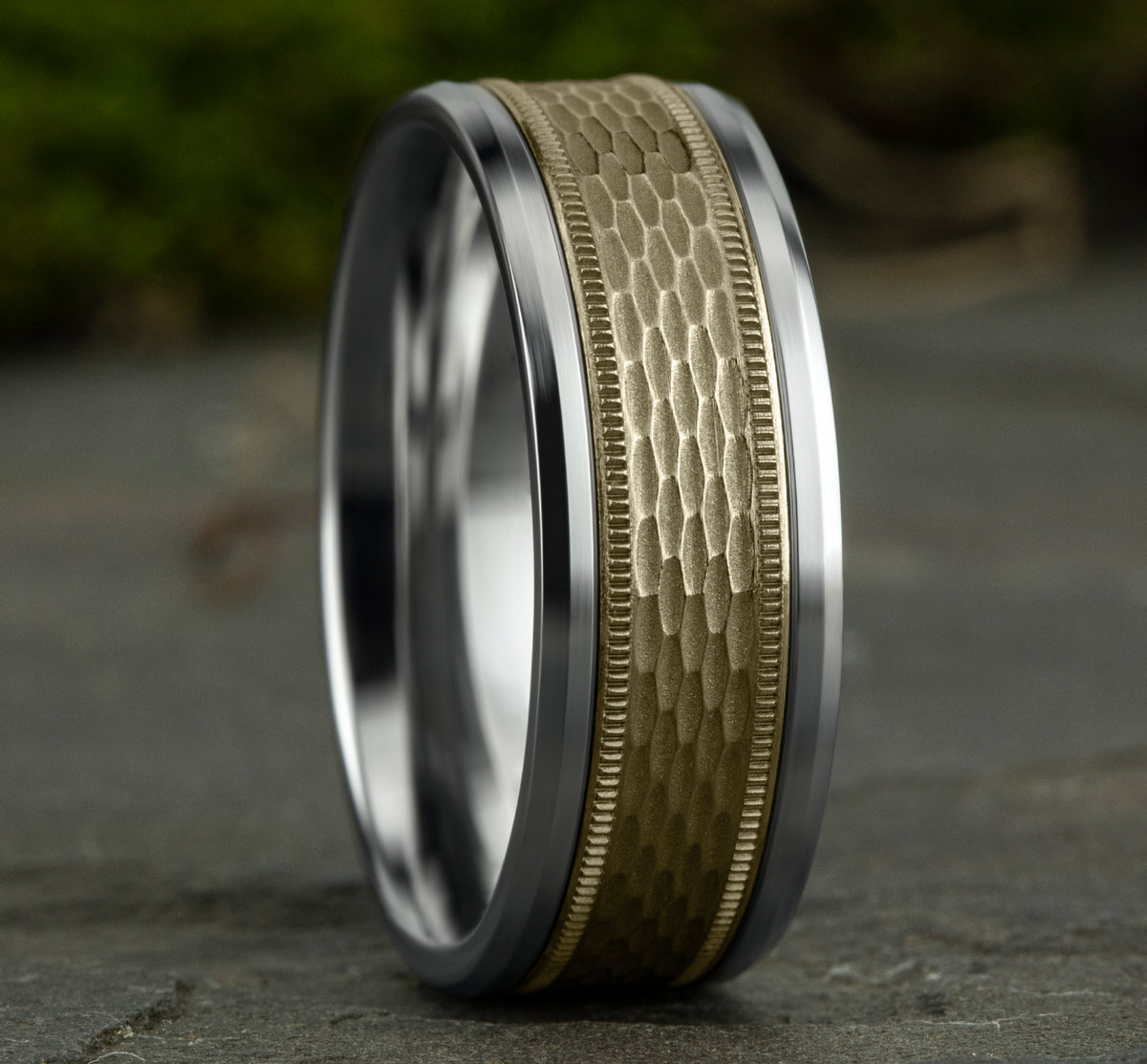 THE ATHLETE 7mm 14K White/Yellow Benchmark men's wedding band