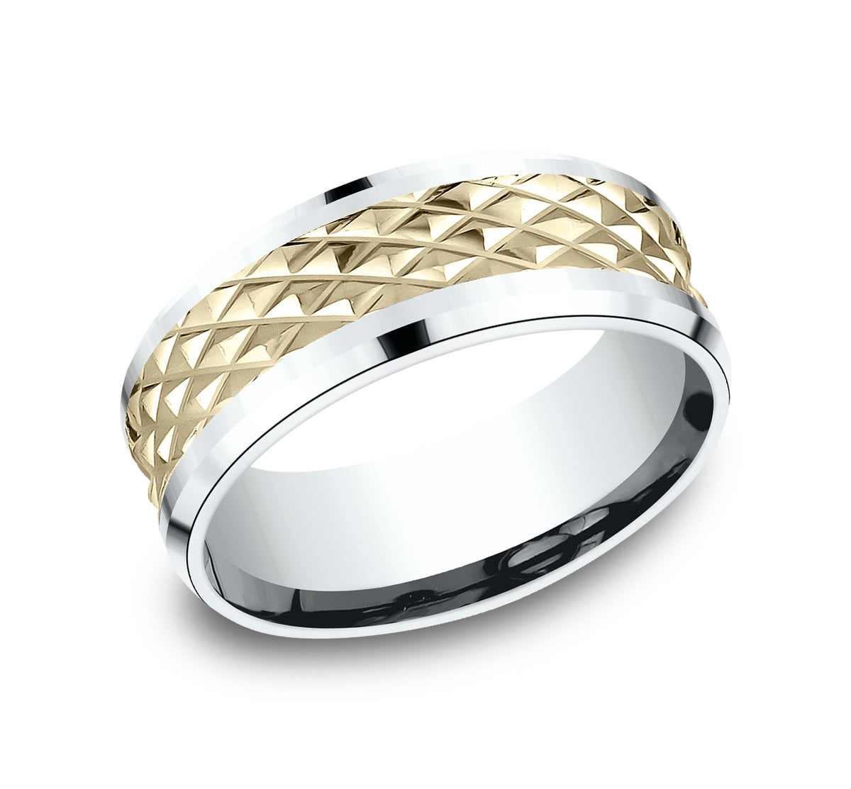 THE LUXOR 7mm 14K White/Yellow Benchmark men's wedding band