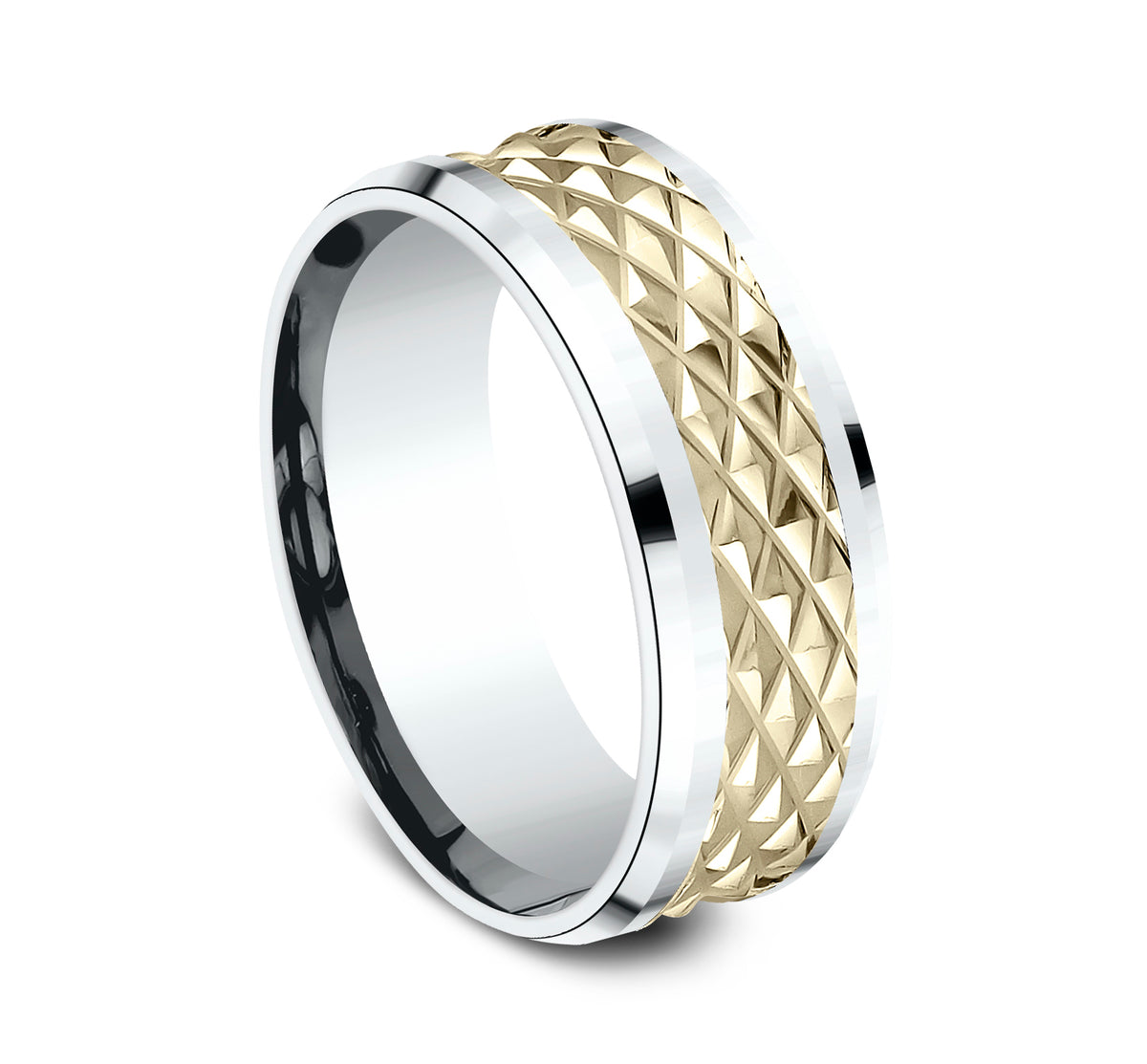 THE LUXOR 7mm 14K White/Yellow Benchmark men's wedding band