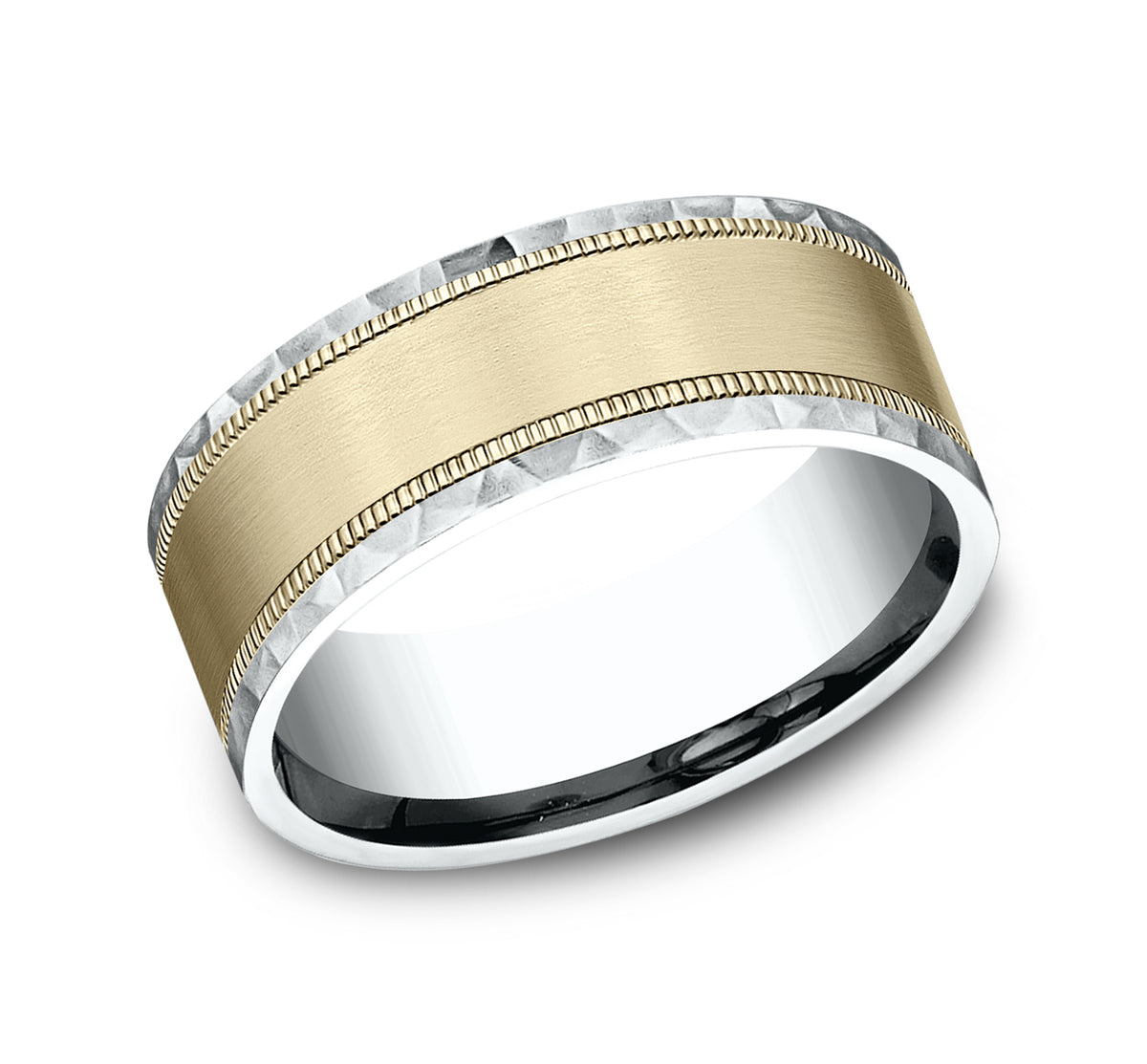 THE DENVER 7mm 14K White/Yellow Benchmark men's wedding band