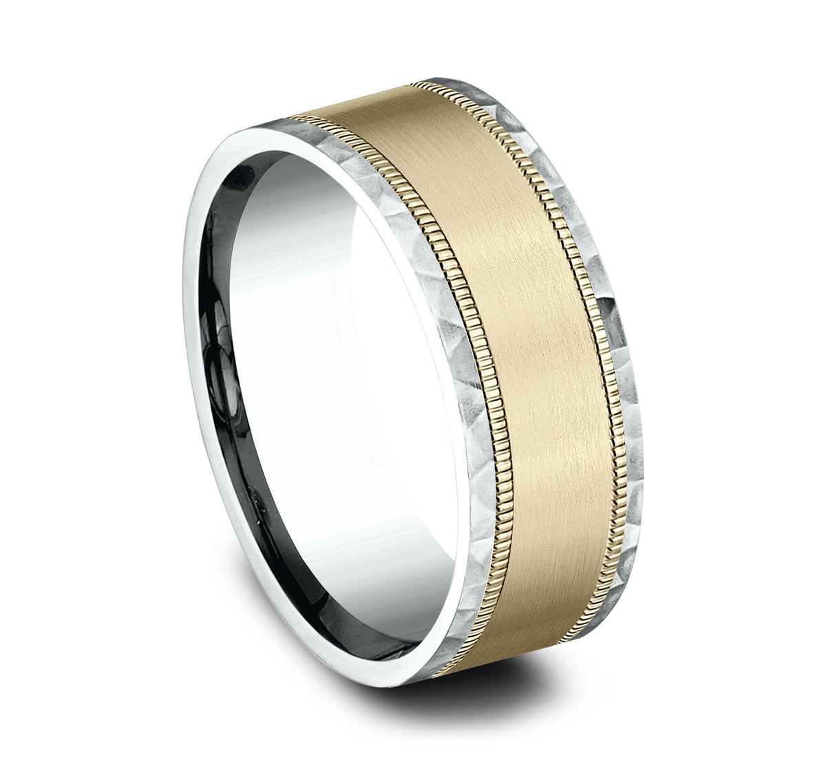 THE DENVER 7mm 14K White/Yellow Benchmark men's wedding band