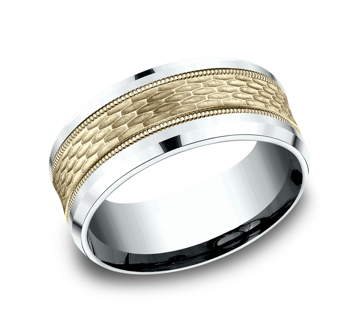 THE ATHLETE 7mm 14K White/Yellow Benchmark men's wedding band